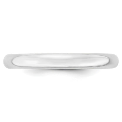 14k White Gold 3mm Lightweight Comfort Fit Wedding Band Size 10