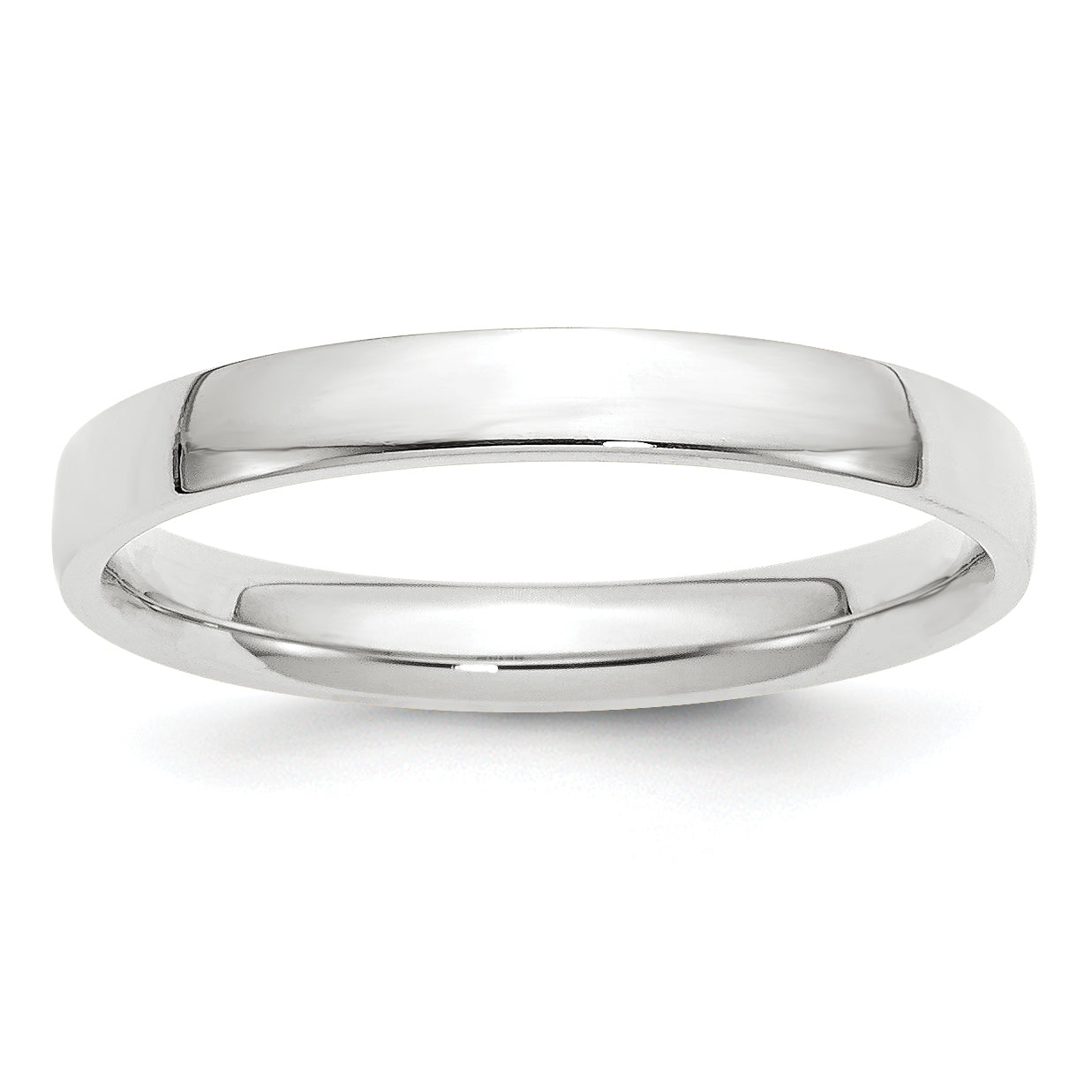 14k White Gold 3mm Lightweight Comfort Fit Wedding Band Size 10