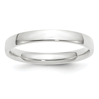 14k White Gold 3mm Lightweight Comfort Fit Wedding Band Size 10