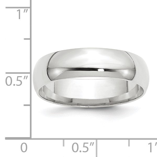 14k White Gold 6mm Lightweight Comfort Fit Wedding Band Size 12.5