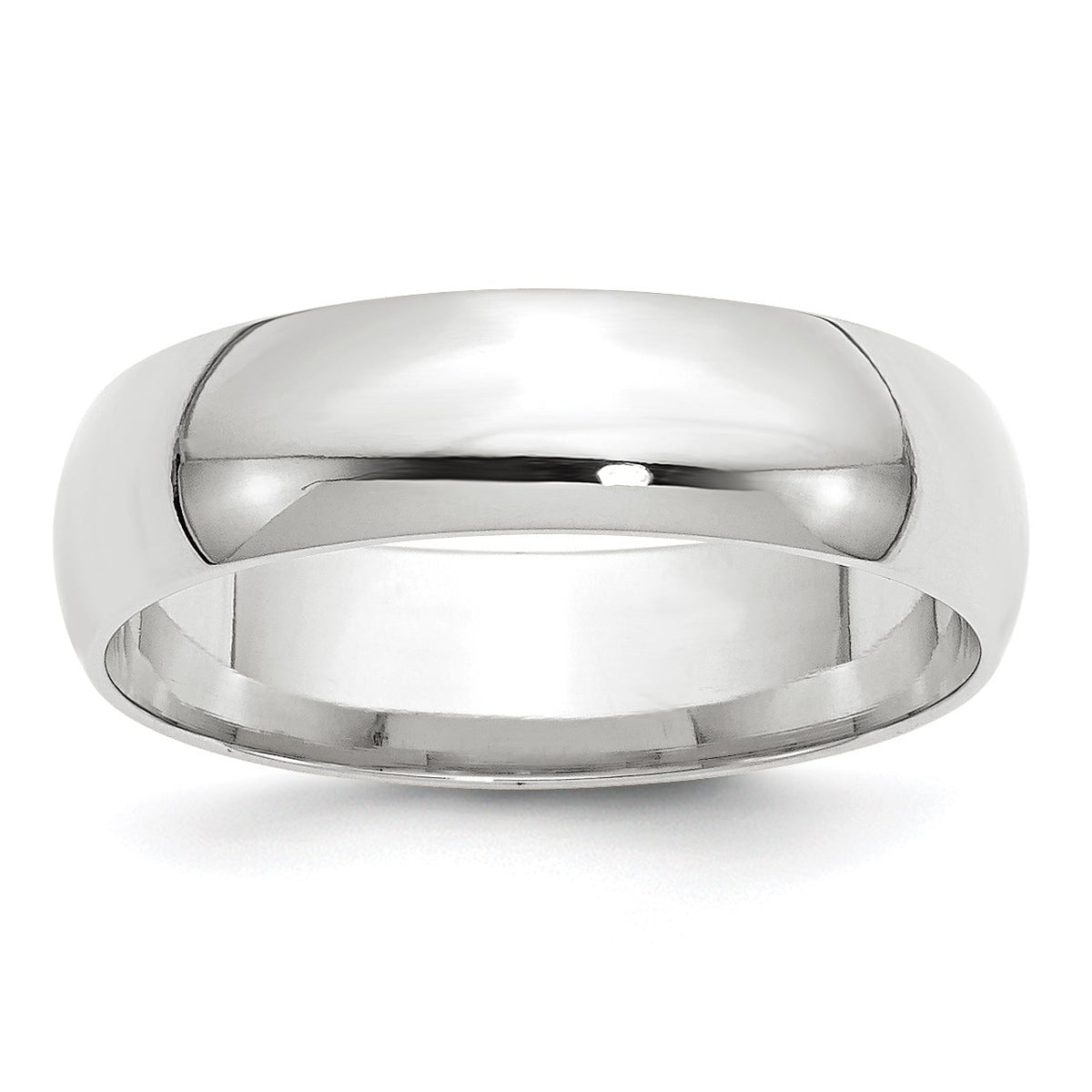 14k White Gold 6mm Lightweight Comfort Fit Wedding Band Size 6
