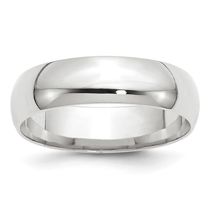 14k White Gold 6mm Lightweight Comfort Fit Wedding Band Size 8.5