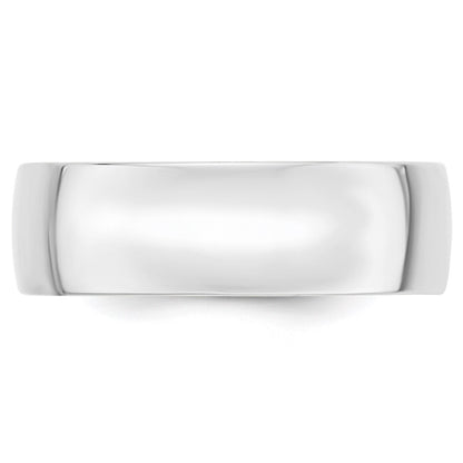 14k White Gold 7mm Lightweight Comfort Fit Wedding Band Size 5