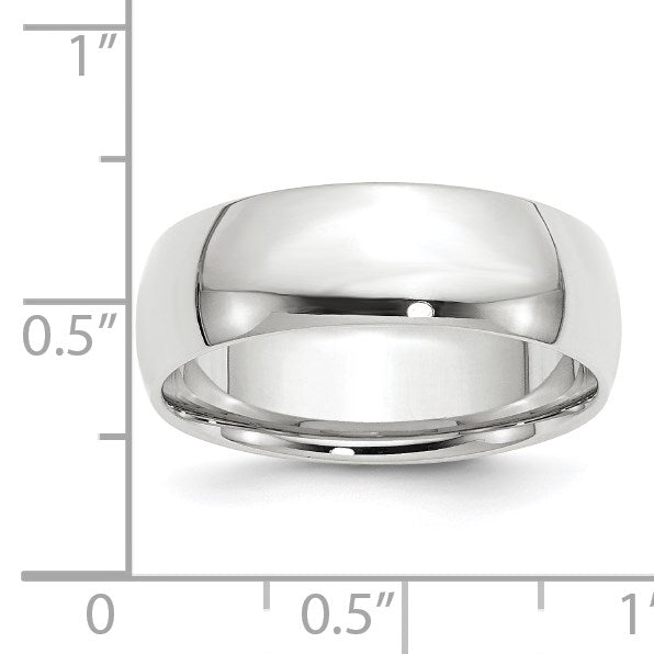 14k White Gold 7mm Lightweight Comfort Fit Wedding Band Size 10