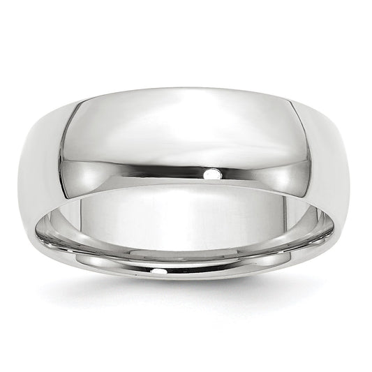 14k White Gold 7mm Lightweight Comfort Fit Wedding Band Size 8