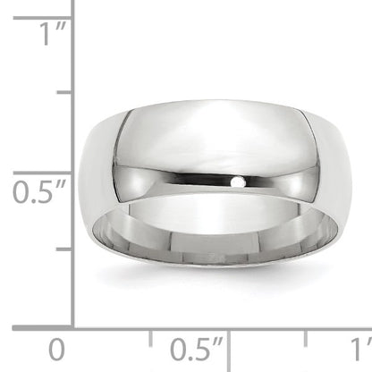 14k White Gold 8mm Lightweight Comfort Fit Wedding Band Size 11.5