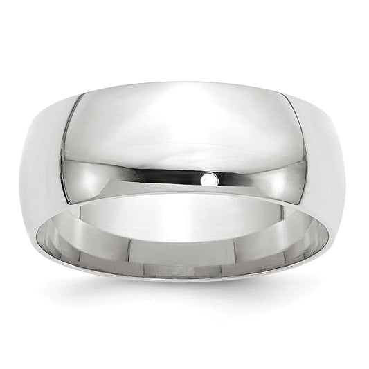 14k White Gold 8mm Lightweight Comfort Fit Wedding Band Size 5