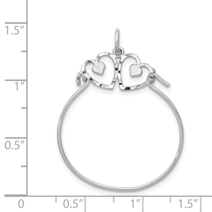 14k White Gold Diamond-cut Heart Charm Holder Pendant