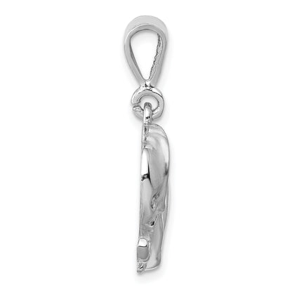 14k White Gold Polished Elephant Charm