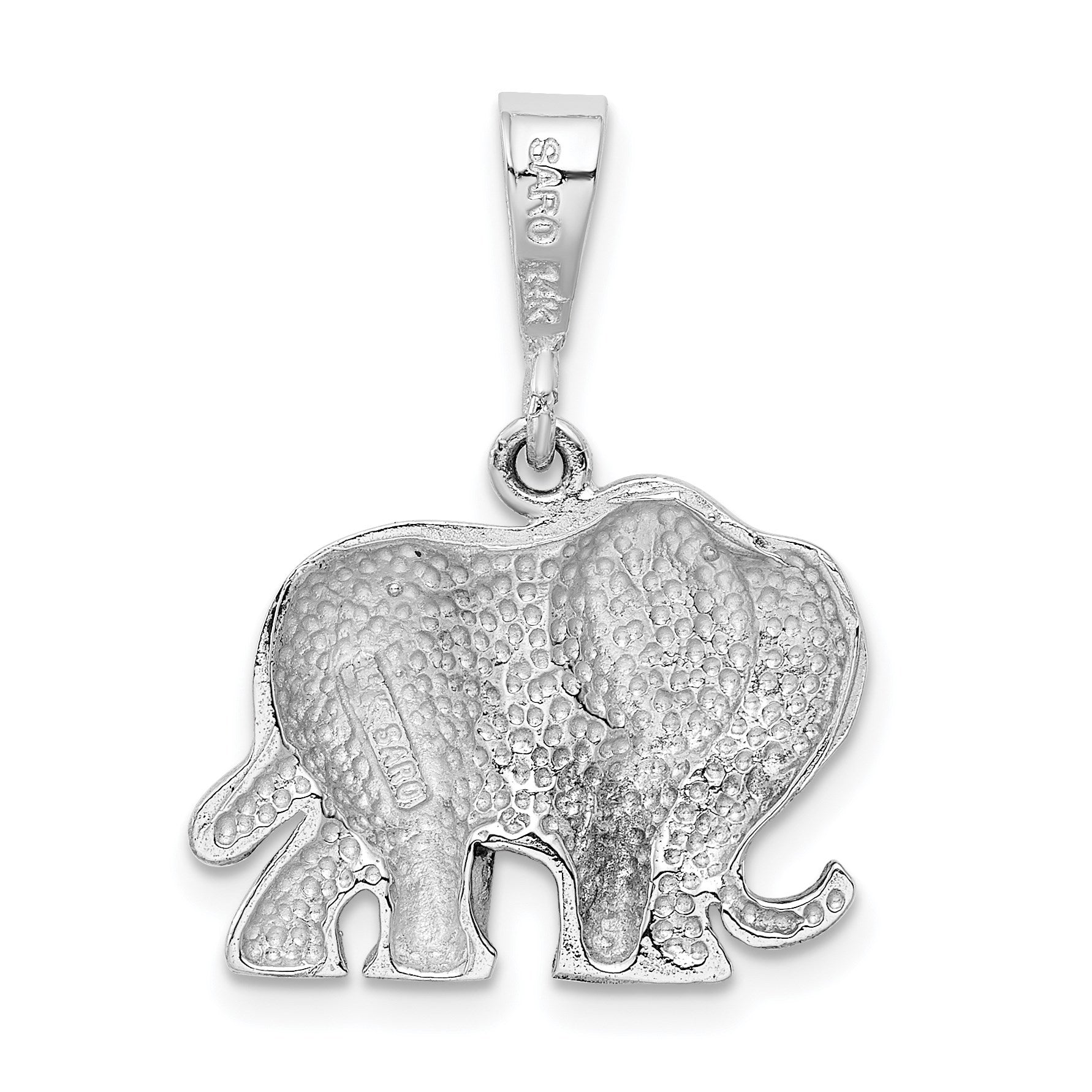 14k White Gold Polished Elephant Charm