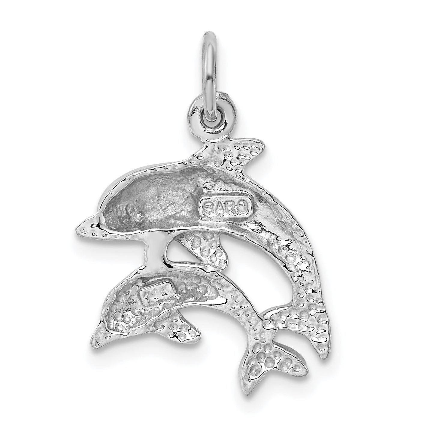 14k White Gold Dolphin Pair Charm