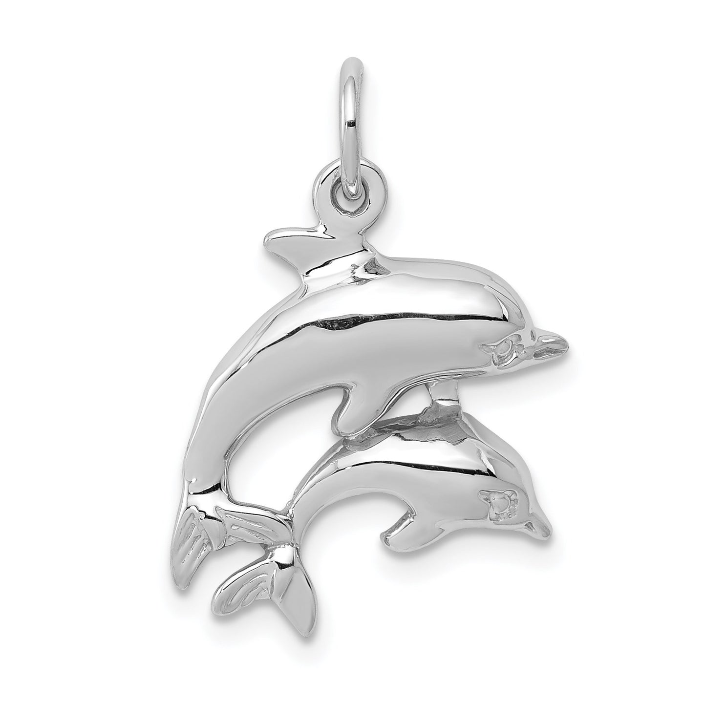 14k White Gold Dolphin Pair Charm