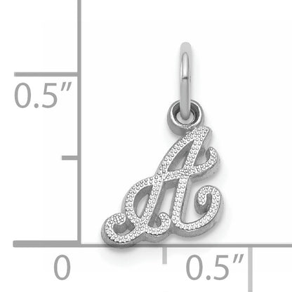 14KW White Gold Casted Script Letter A Initial Charm
