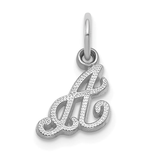 14KW White Gold Casted Script Letter A Initial Charm