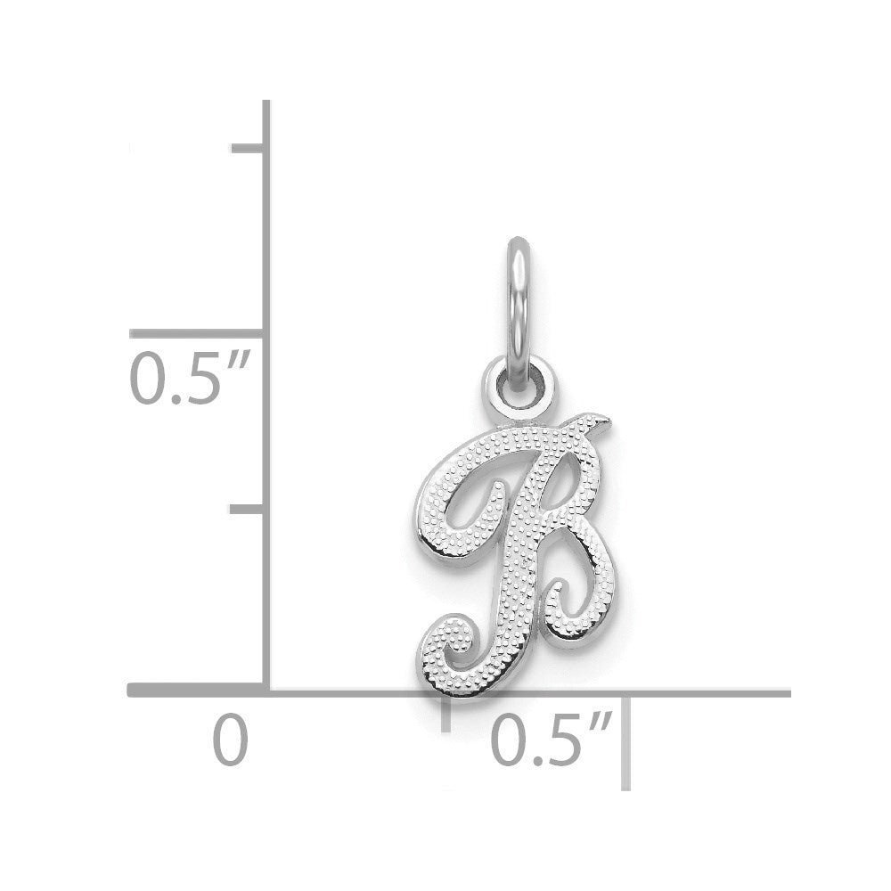 14KW White Gold Casted Script Letter B Initial Charm