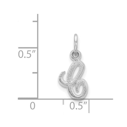 14KW White Gold Casted Script Letter C Initial Charm