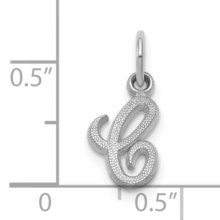 14KW White Gold Casted Script Letter C Initial Charm