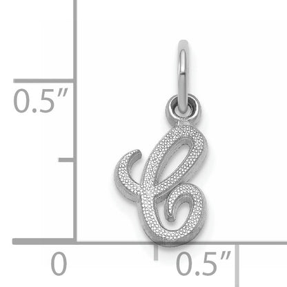 14KW White Gold Casted Script Letter C Initial Charm