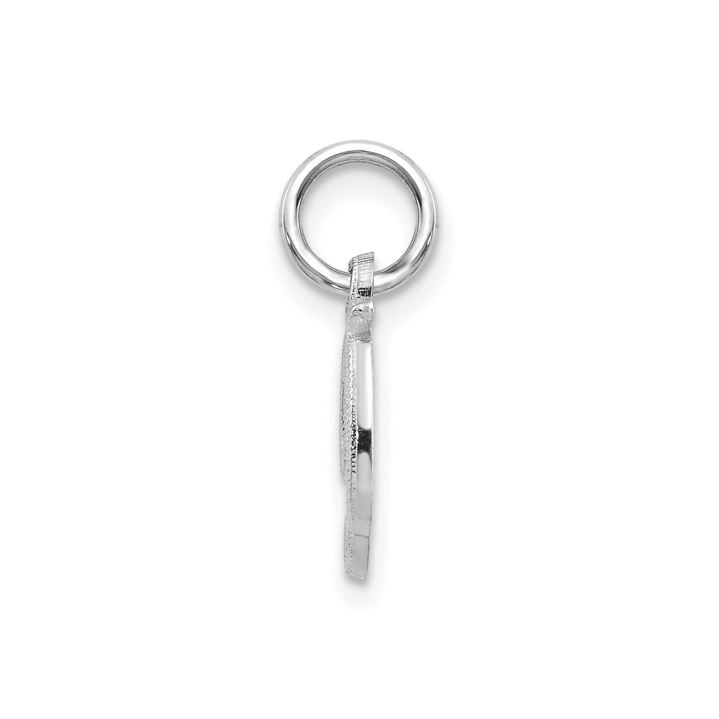 14KW White Gold Casted Script Letter D Initial Charm