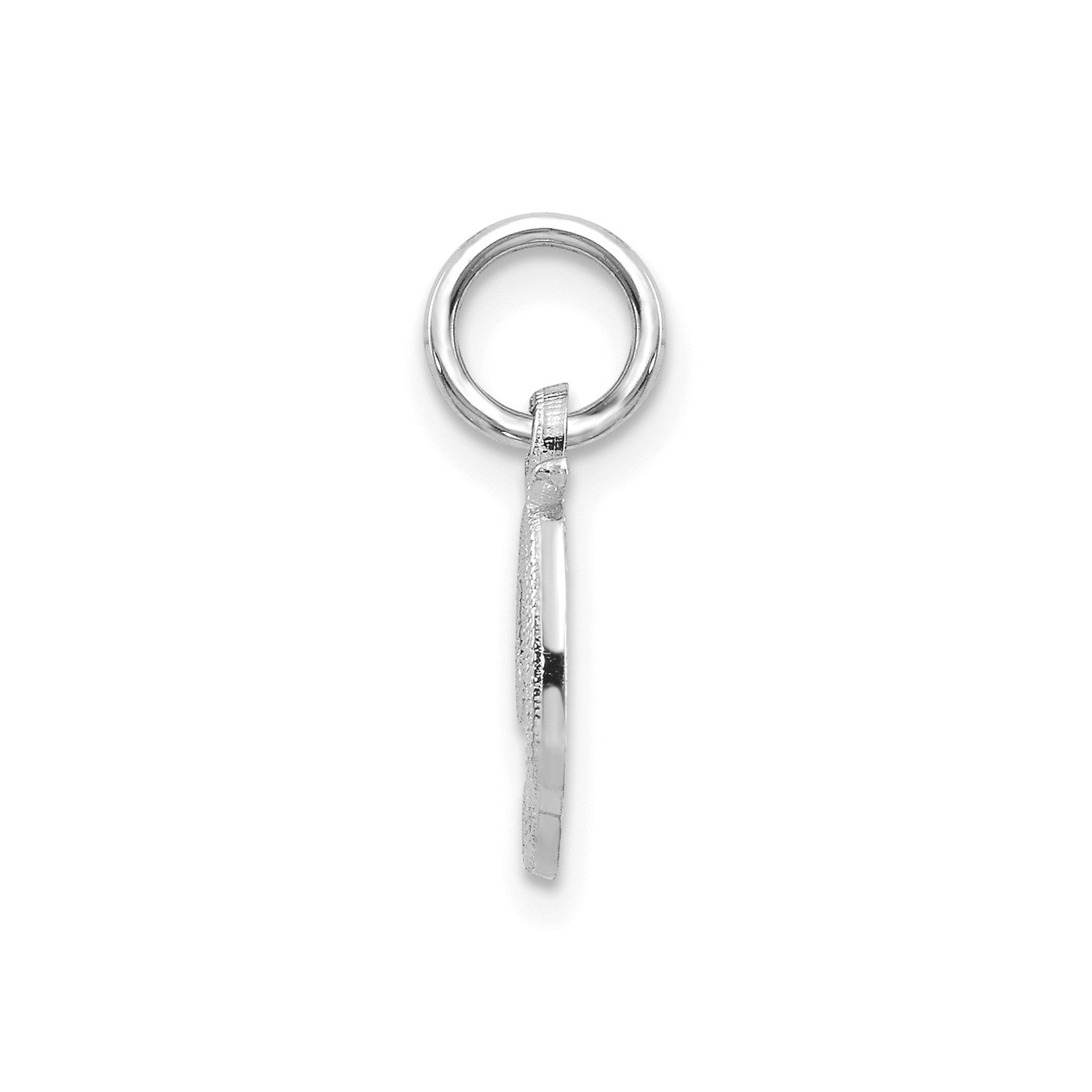 14KW White Gold Casted Script Letter D Initial Charm