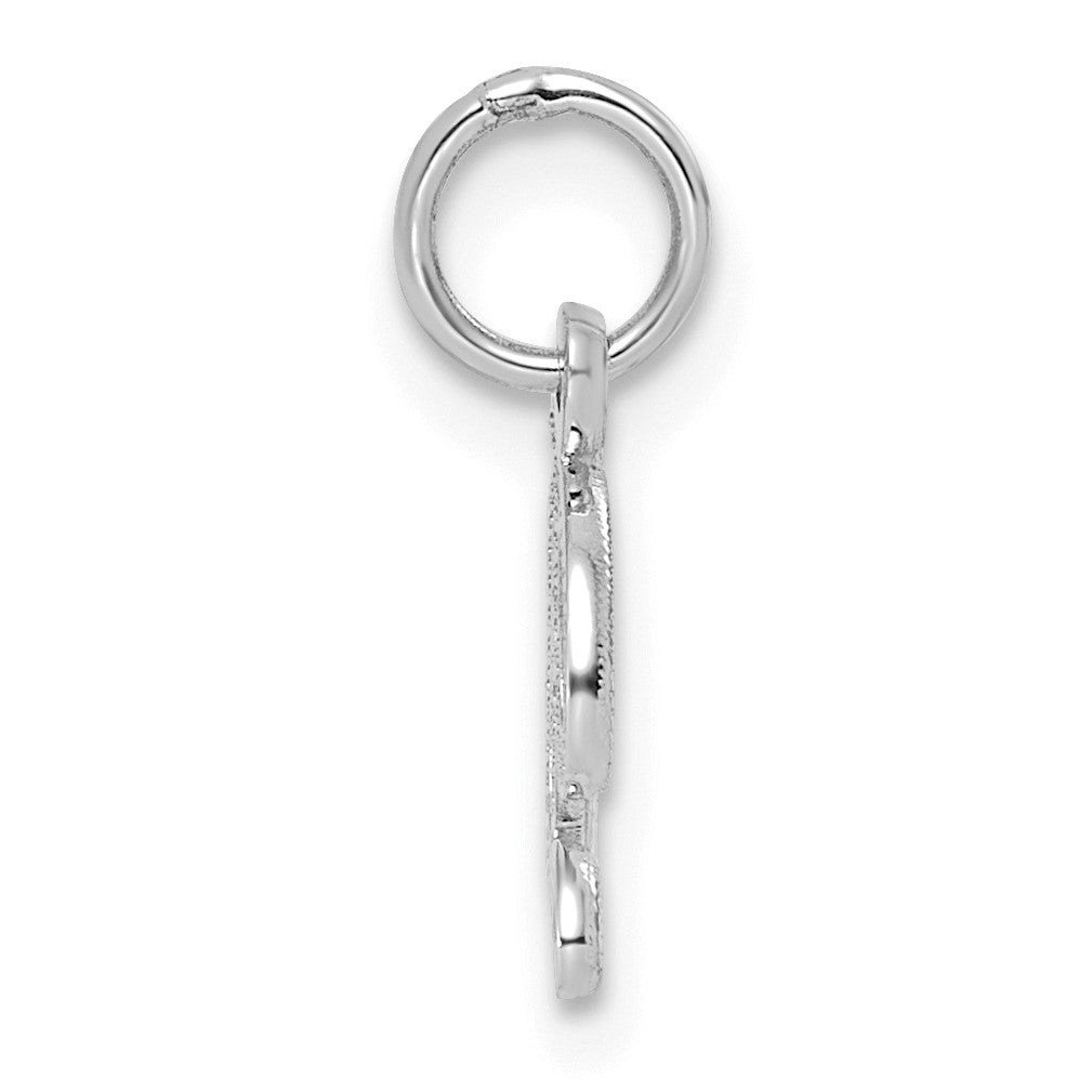 14KW White Gold Casted Script Letter D Initial Charm