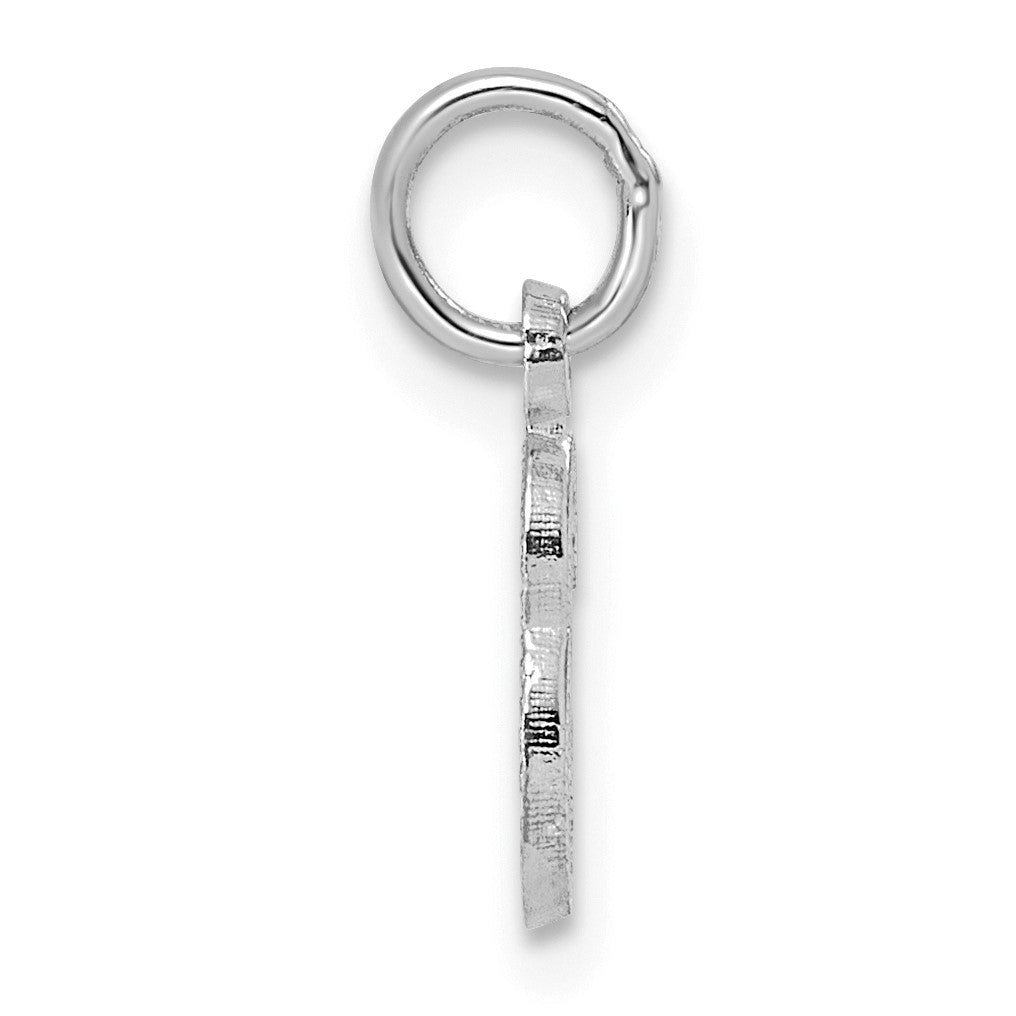 14KW White Gold Casted Script Letter E Initial Charm