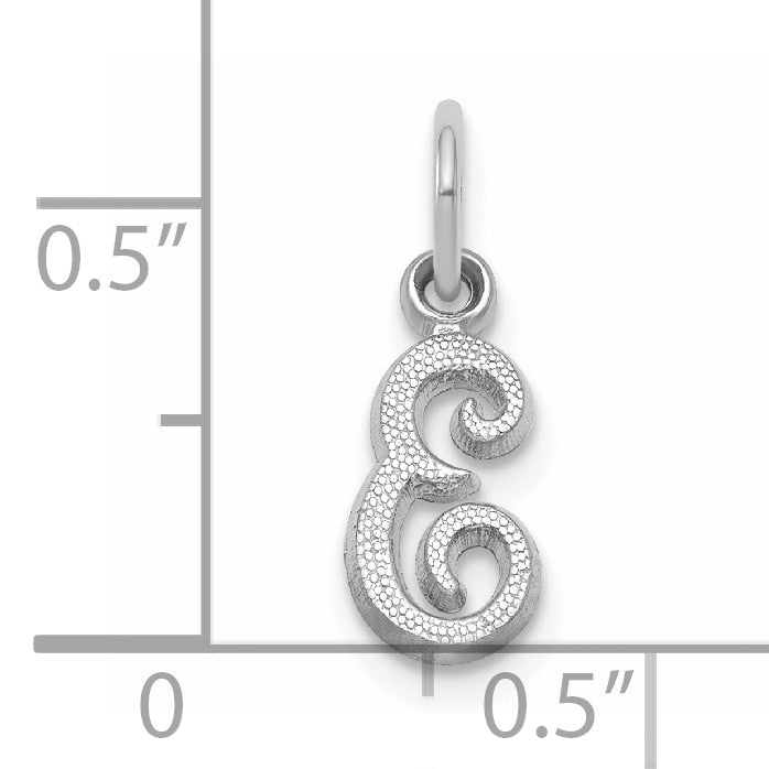 14KW White Gold Casted Script Letter E Initial Charm