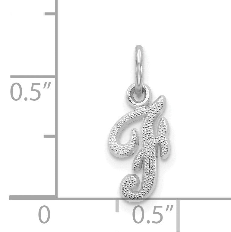 14KW White Gold Casted Script Letter F Initial Charm