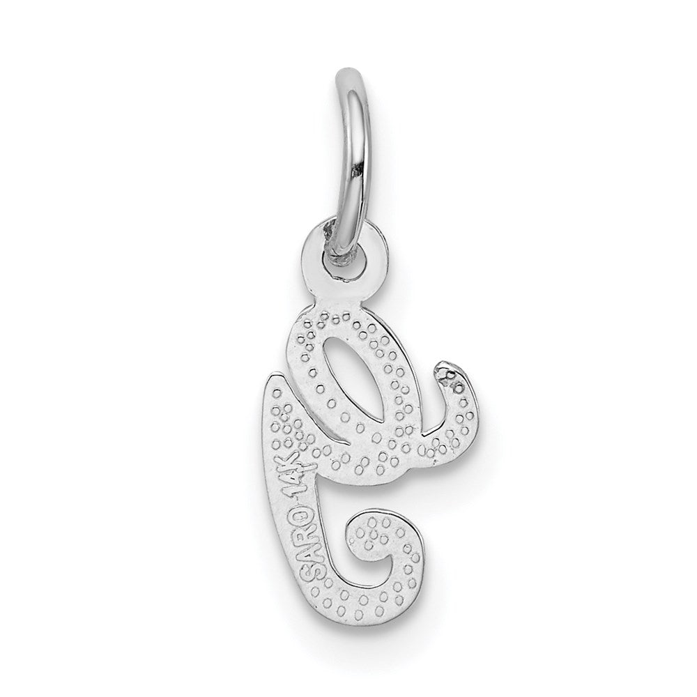 14KW White Gold Casted Script Letter G Initial Charm