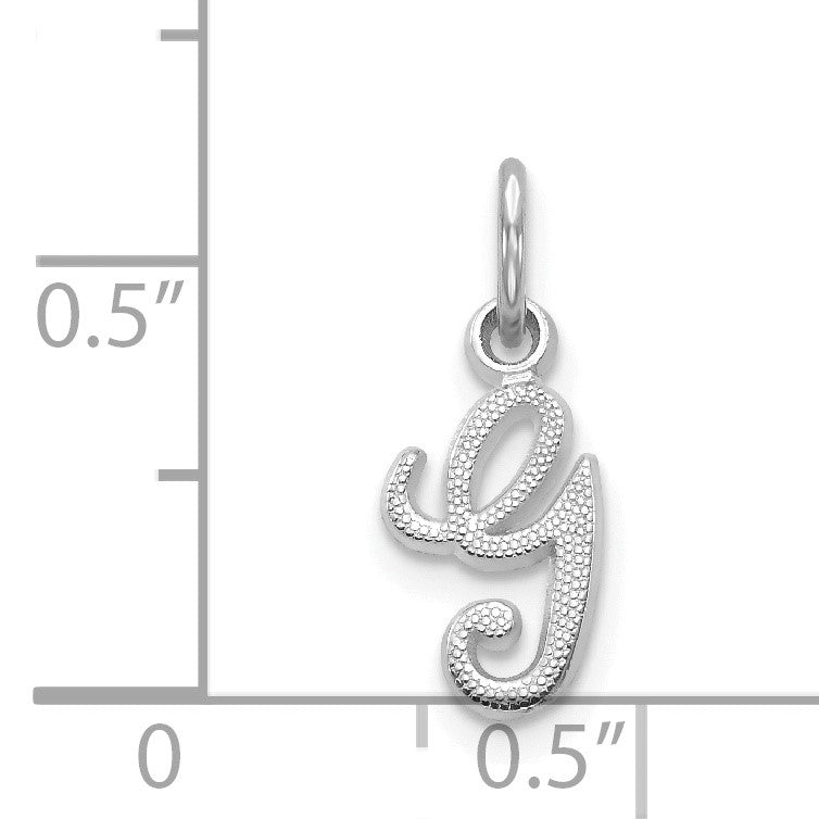14KW White Gold Casted Script Letter G Initial Charm