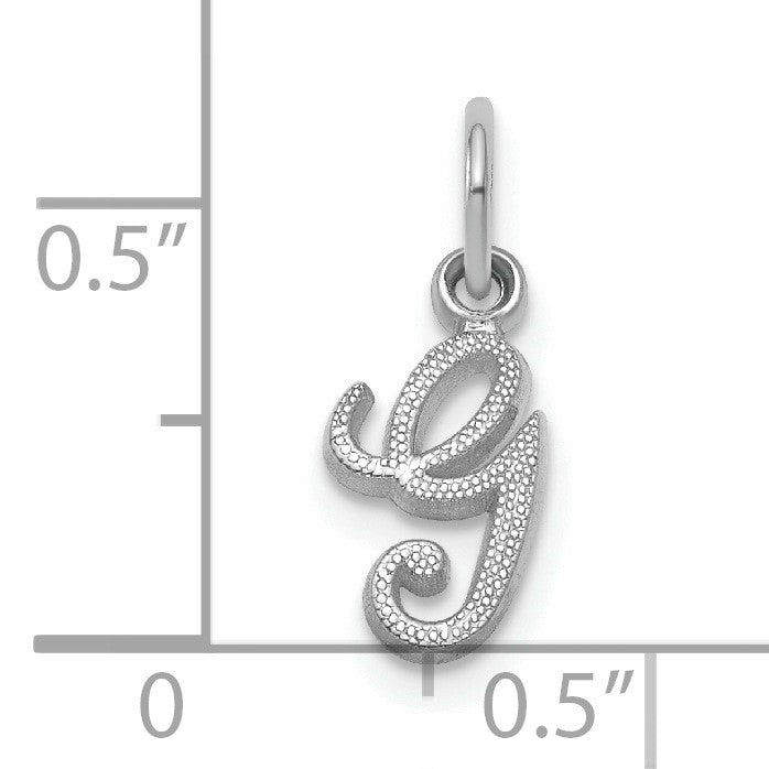 14KW White Gold Casted Script Letter G Initial Charm
