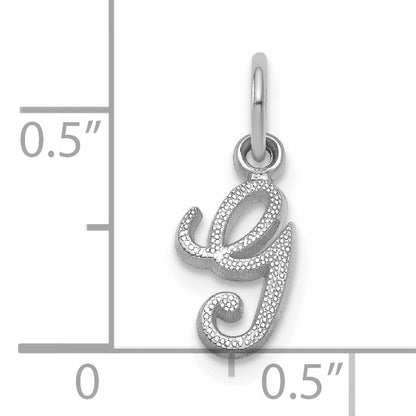 14KW White Gold Casted Script Letter G Initial Charm