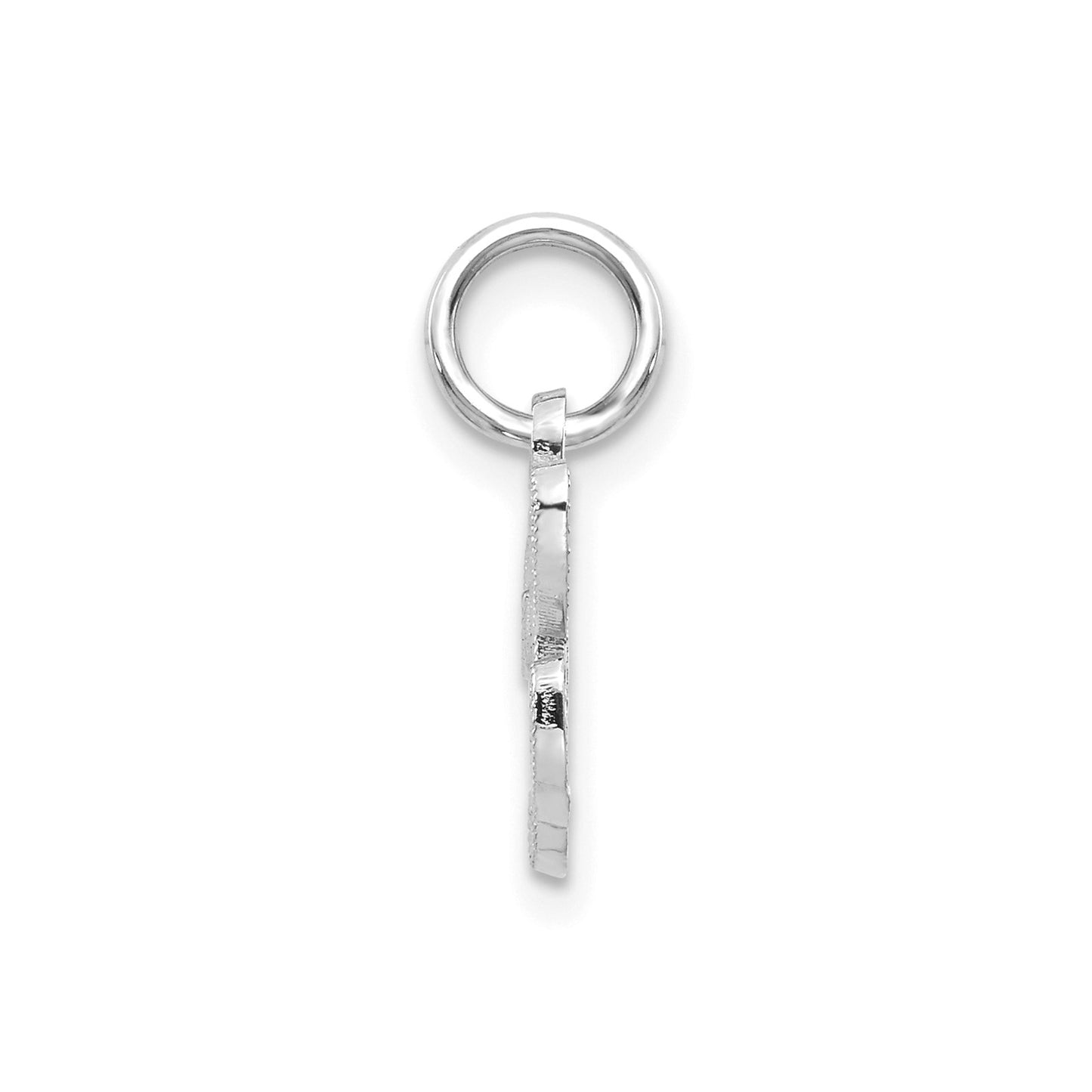 14KW White Gold Casted Script Letter H Initial Charm