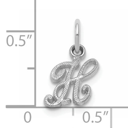 14KW White Gold Casted Script Letter H Initial Charm