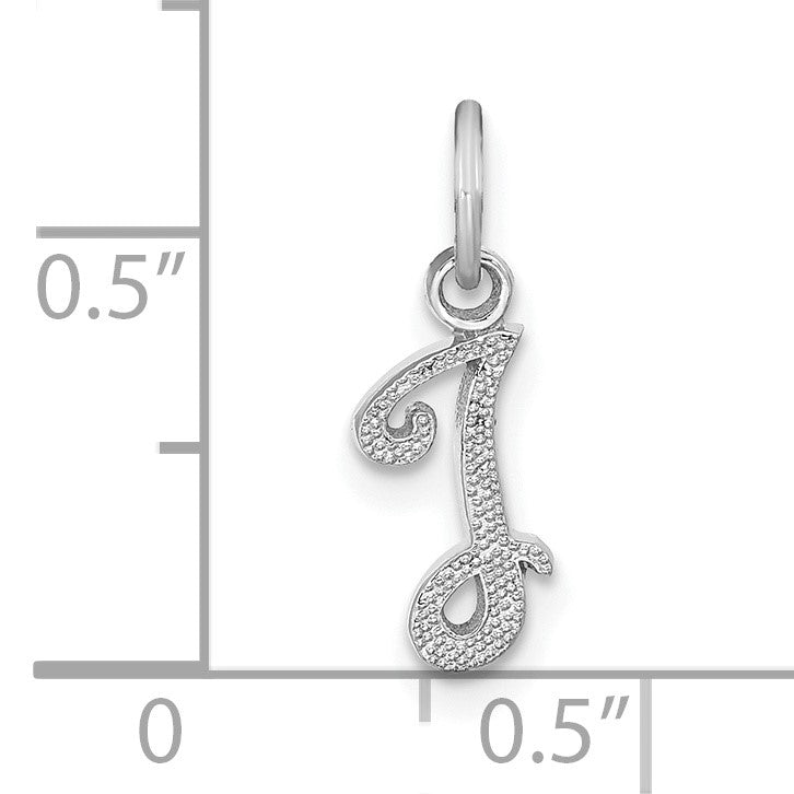 14KW White Gold Casted Script Letter I Initial Charm