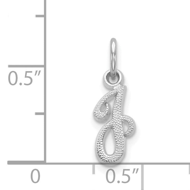14KW White Gold Casted Script Letter J Initial Charm