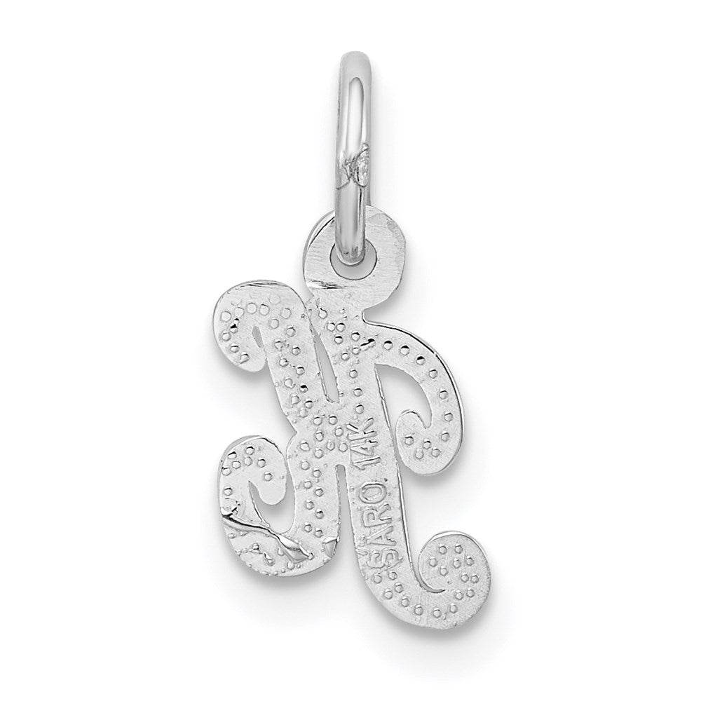 14KW White Gold Casted Script Letter K Initial Charm