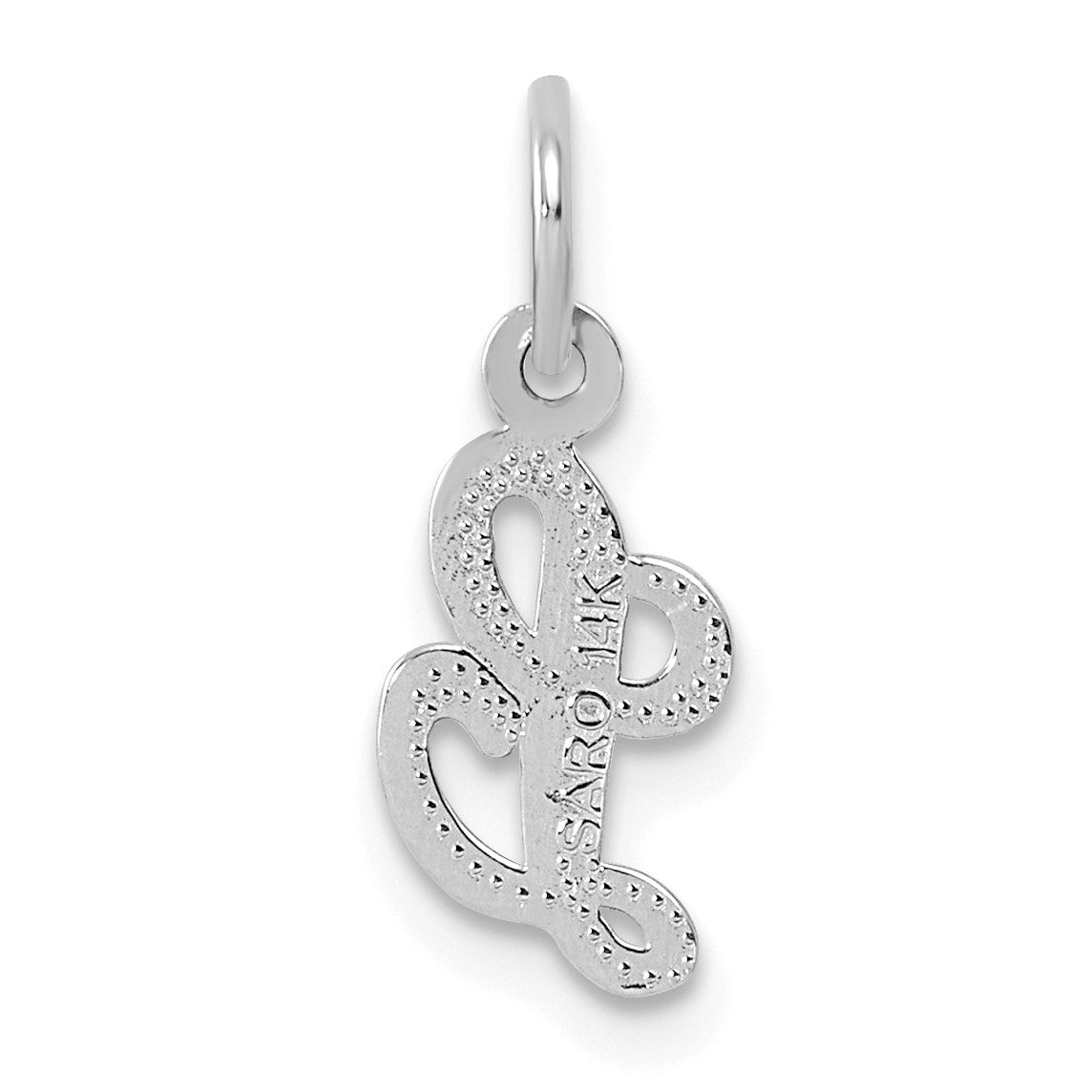 14KW White Gold Casted Script Letter L Initial Charm
