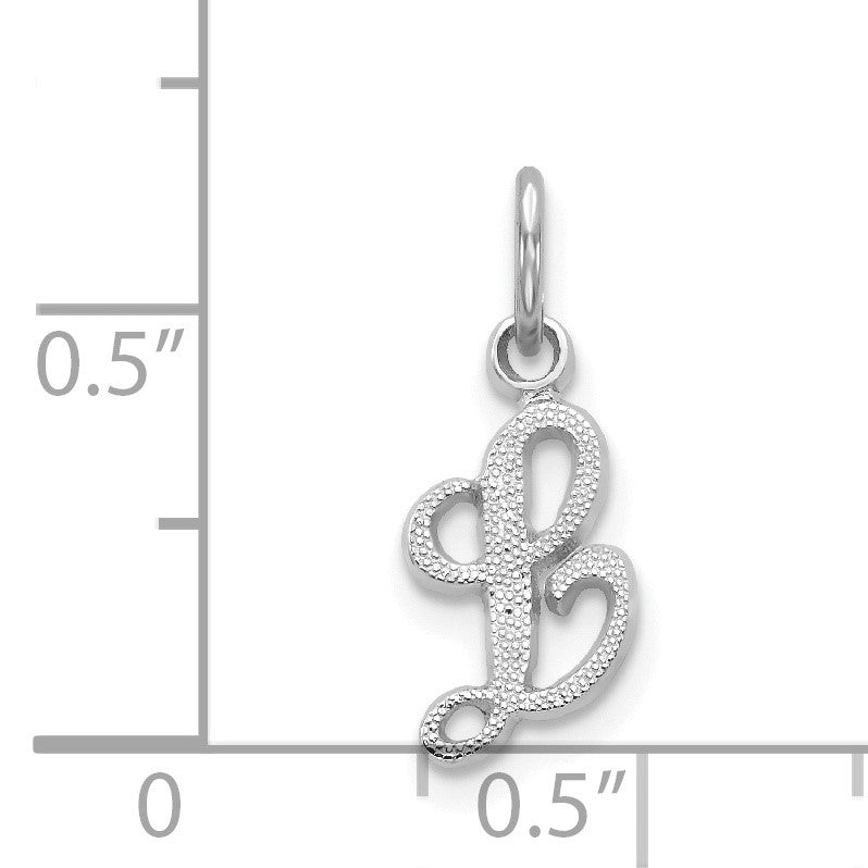 14KW White Gold Casted Script Letter L Initial Charm