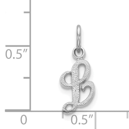 14KW White Gold Casted Script Letter L Initial Charm