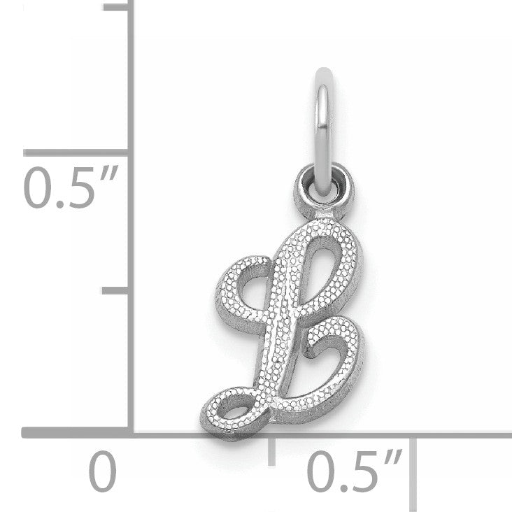 14KW White Gold Casted Script Letter L Initial Charm