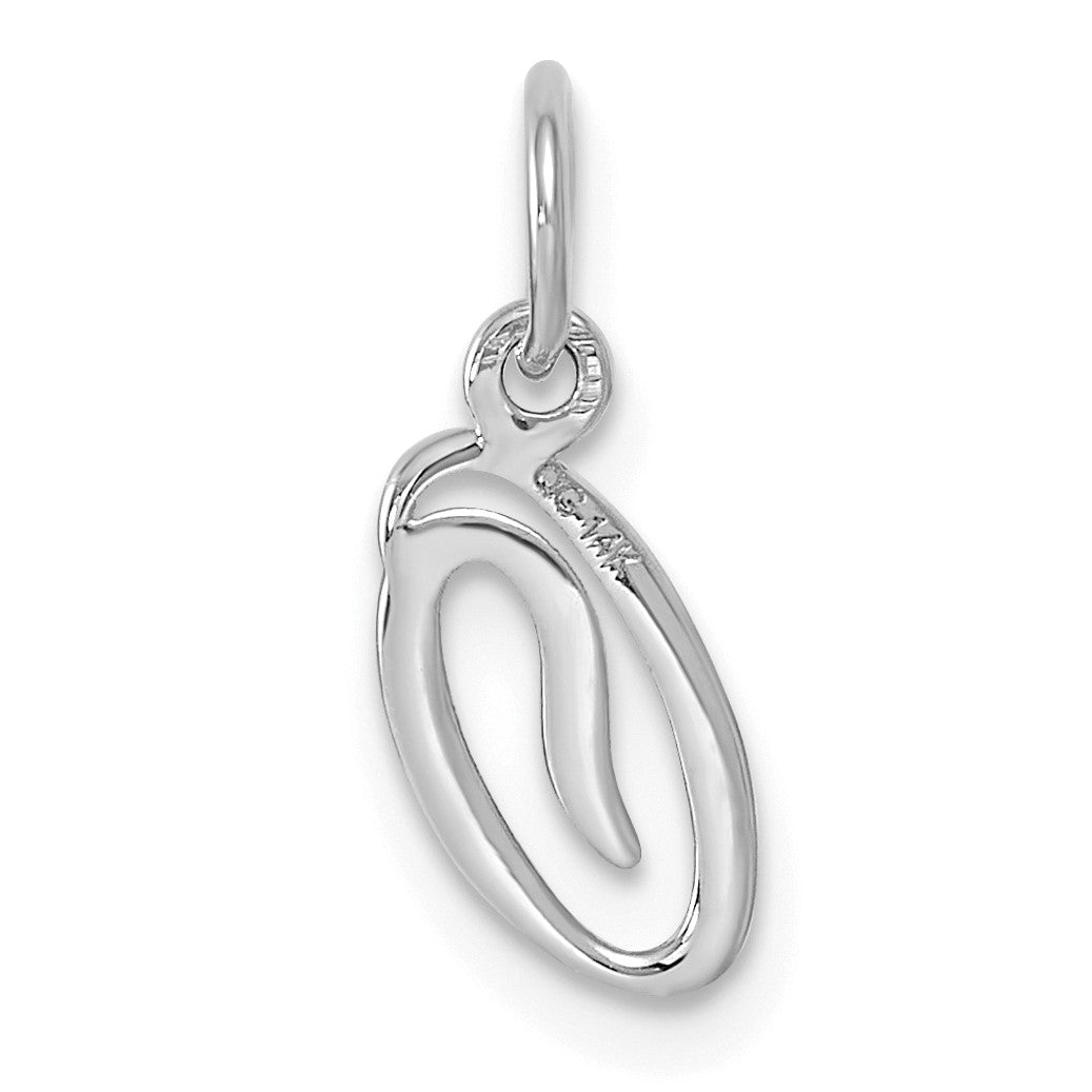 14KW White Gold Casted Script Letter O Initial Charm