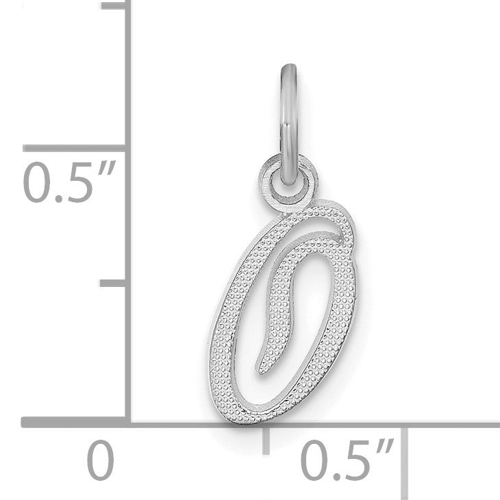 14KW White Gold Casted Script Letter O Initial Charm