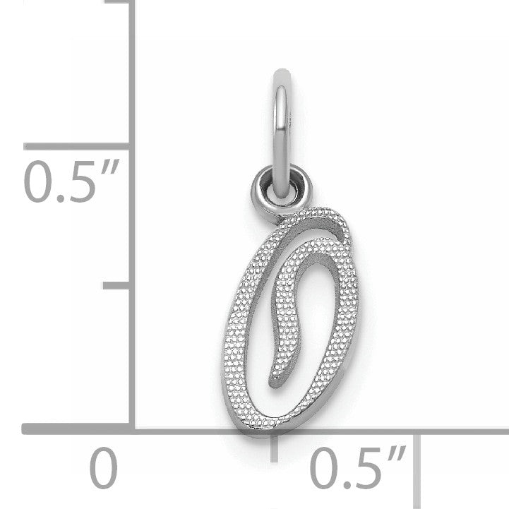 14KW White Gold Casted Script Letter O Initial Charm