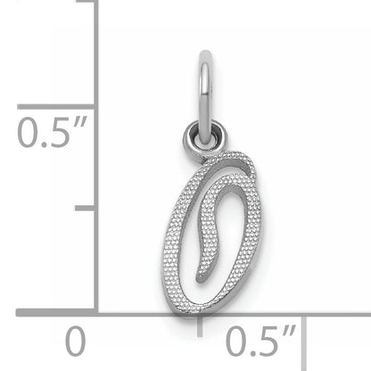 14KW White Gold Casted Script Letter O Initial Charm