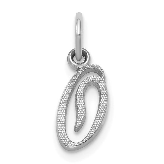 14KW White Gold Casted Script Letter O Initial Charm