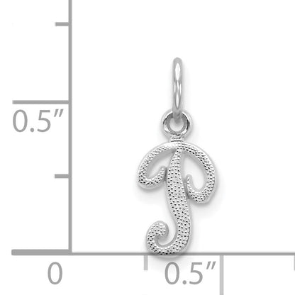 14KW White Gold Casted Script Letter P Initial Charm