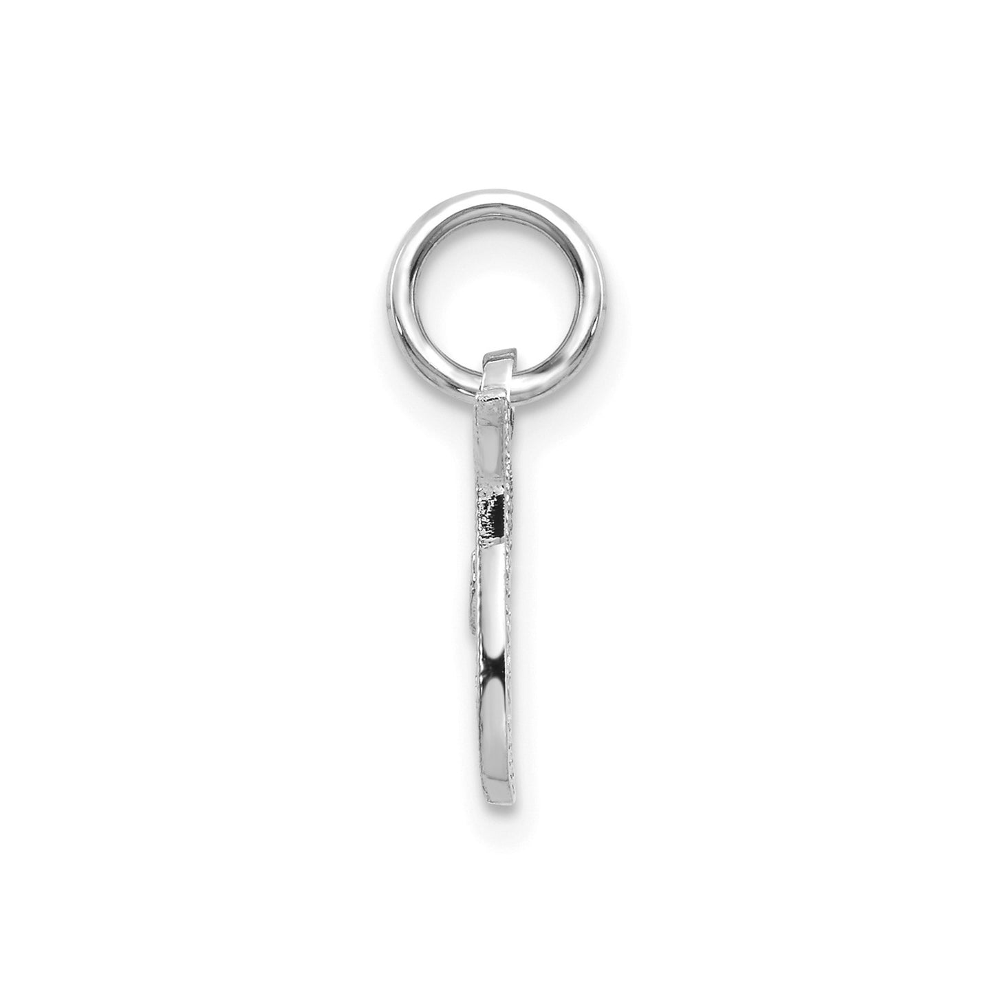 14KW White Gold Casted Script Letter T Initial Charm