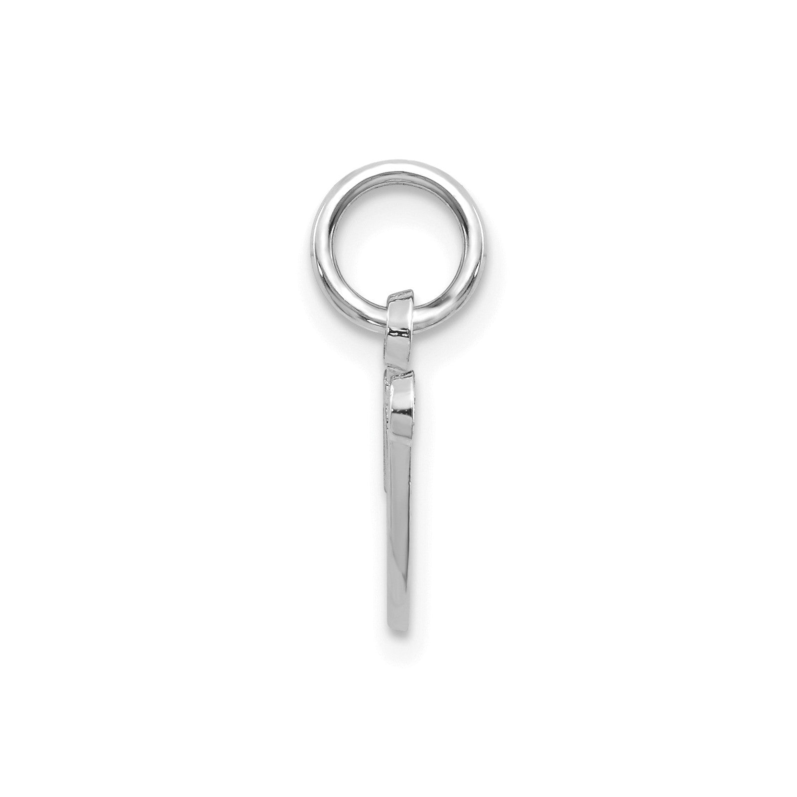 14KW White Gold Casted Script Letter V Initial Charm
