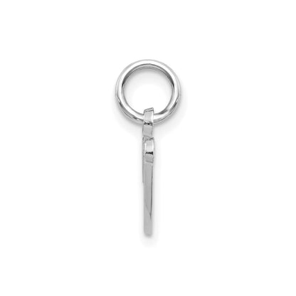 14KW White Gold Casted Script Letter V Initial Charm